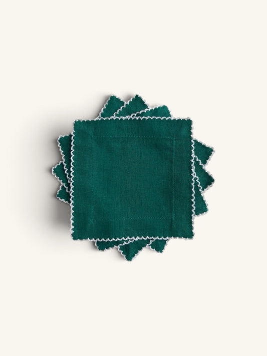 VINTAGE PICOT LACE LINEN COCKTAIL NAPKINS