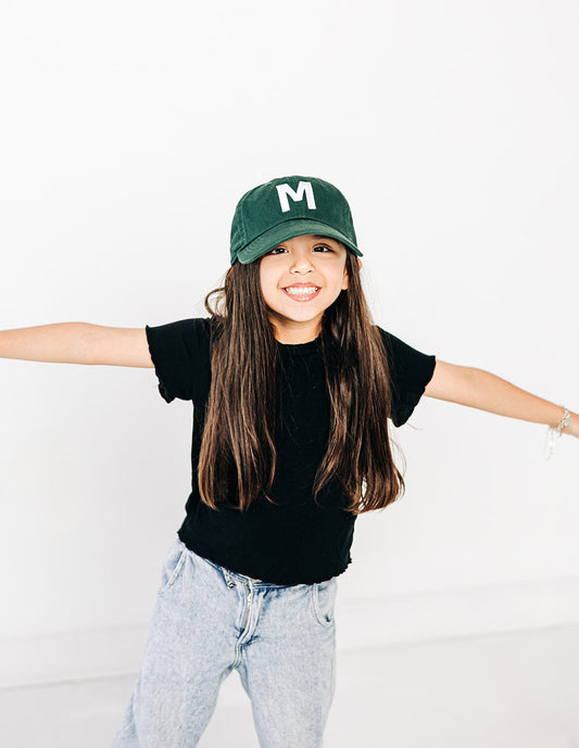 Hunter Green Letter Baseball Hat - Heyday Goods