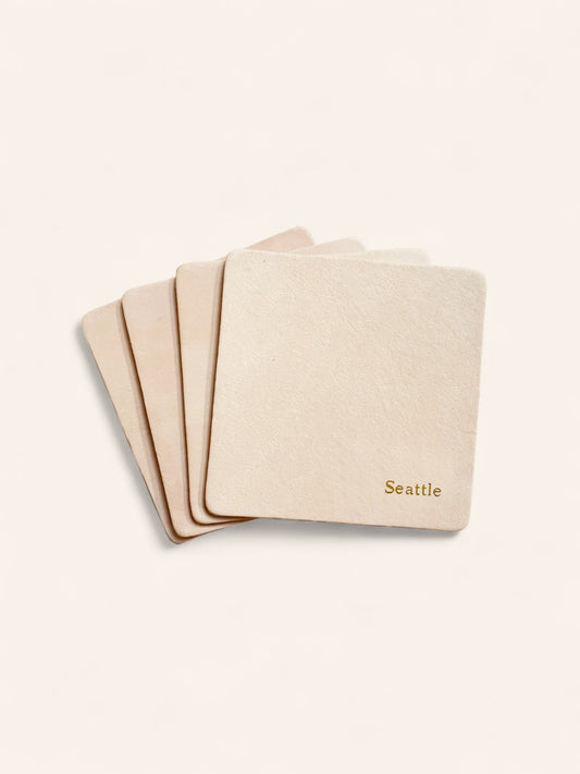 Embossed Leather Coaster Set | Customizable