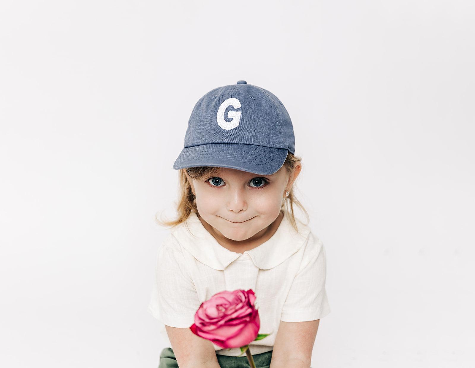 Dusty Blue Letter Baseball Hat - Heyday Goods