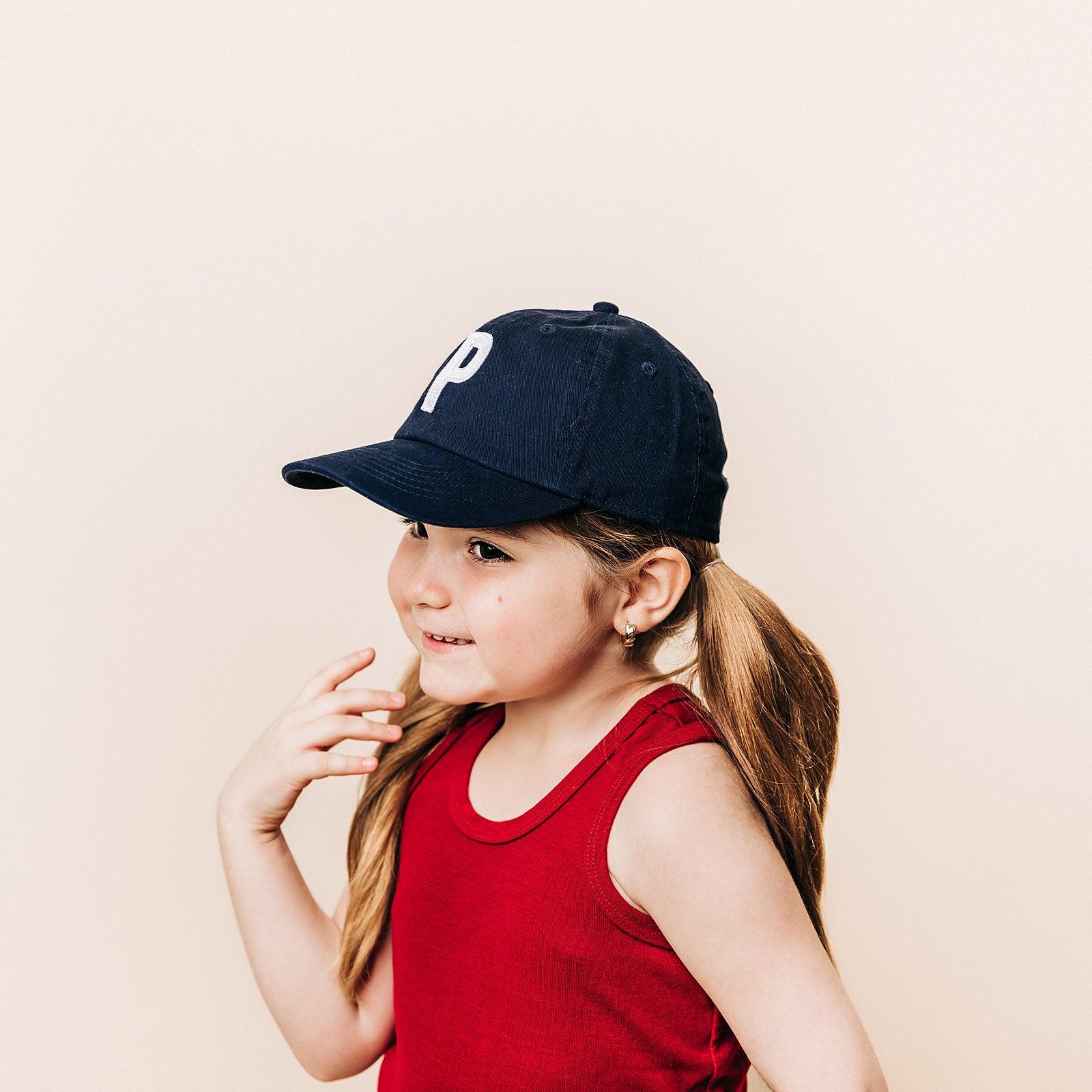 Navy Blue Letter Baseball Hat - Heyday Goods