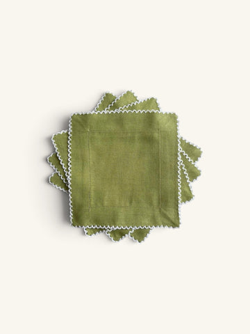 VINTAGE PICOT LACE LINEN COCKTAIL NAPKINS