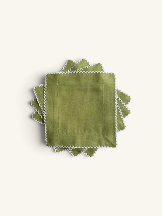 VINTAGE PICOT LACE LINEN COCKTAIL NAPKINS